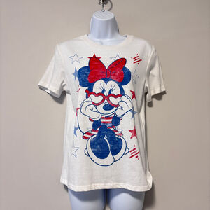 Disney Women's Extra Small Minnie Mouse Graphic Short Sleeve White T-Shirt NWT